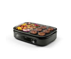 Philips Grill Eléctrico 3000, Temperatura Ajustable, 5 Niveles, 2400 W | Grill de mesa con gran superficie de cocción, uso familiar, temperatura ajustable, revestimiento antiadherente (HD6210/95)