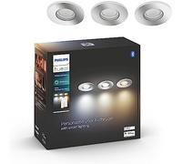 Philips Hue Adore Foco LED Empotrable Inteligente Baño, Cromado, Pack de 3 | 350lm, 4.2W, GU10, Luz Regulable Blanca Cálida a Fría 2200-6500K, Resistente a Humedad Compatible con Alexa y OK Google
