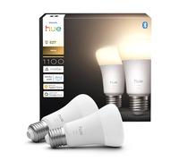Philips Hue Bombilla A60 Smart LED, luz blanca cálida 2700 K, base E27, 9,5 W, 1100 lúmenes, regulable, funciona con Alexa, Google Assistant y Apple Home, paquete de 2 unidades