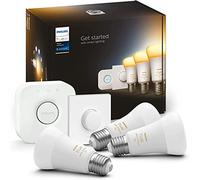 Philips Hue - Bombilla Inteligente, A60 E27, Luz Blanca de Cálida a Fría, 10. 5W, Compatible con Alexa y Google Home - Pack de 3 Bombillas LED inteligentes + Interruptor Inteligente + Hue Bridge