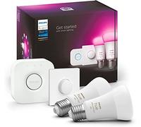 Philips Bombilla inteligente A60 Luz blanca y colores 9W (75W) 1100 lm Pack 2 + Botón + Hue Bridge