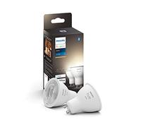 Philips – Bombilla LED inteligente GU10 5.2W 400 lm, luz cálida regulable, Alexa/Google – Pack de 2