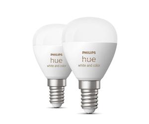 Philips Hue Bombillas inteligentes - Bombilla LED inteligente E14, 5,1 W, regulable, luz blanca y de color, 2 uds. 929003573602