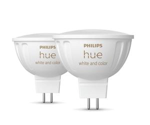 Philips Hue Bombillas inteligentes - Bombilla LED inteligente GU5,3, MR16, 6,3 W, regulable, luz blanca y de color, 2 uds. 929003575302