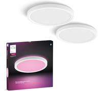 Philips Hue Devote (2un) - Panel LED inteligente Redondo 30cm, Marco Blanco, RGBW, 16.6W, 2000 Lumens, para Interior, Salón, Cocina, Pasillo, compatible con Alexa, Google Assistant y Apple HomeKit