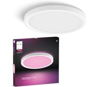 Philips Hue Devote Smart LED Panel Light, Ambiente blanco y de color, redondo 30 cm, 16,6 W, 2000 lúmenes, marco blanco para iluminación interior del hogar, techo, salón, cocina, pasillo