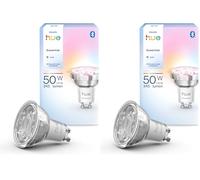 Philips Hue Essential Foco GU10 Smart LED, White and Color ambiance, 4,7 W, 2200 K-6500 K, 345 lúmenes, regulable, funciona con Alexa, Google Assistant y Apple Home, pack de 1 (Paquete de 2)