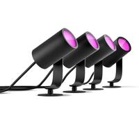 Philips Hue - Foco inteligente de exterior Hue Lily, Luz Blanca y de Colores, Compatible con Alexa y Google Home, Color Negro (Set de 4)