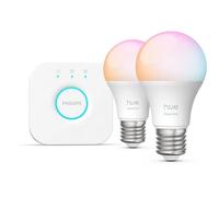 Philips Hue Kit de inicio con 1 puente y 2 bombillas A60 - Luz blanca y de color