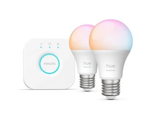 Philips Hue Kit de inicio con 1 puente y 2 bombillas A60 - Luz blanca y de color