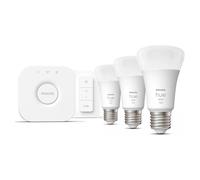 Philips Hue Kit de Inicio con 3 Bombillas Inteligentes E27 Blanco Suave y Regulador