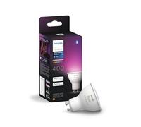Philips Hue Kit Inicio: 3 Bombillas LED Inteligentes GU10 + Hue Bridge + Botón Inteligente, 400 lúmenes, 4.2W, Luz Blanca y de Colores, Regulable, Compatible con Alexa, Google Assistant