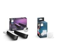 Philips Hue -Kit Inicio Barras Hue Play, Sincroniza Luz Blanca y de Colores con el contendio & Interruptor Tap blanco instalación sin cables, Bluetooth, Compatible con Alexa y Google Home