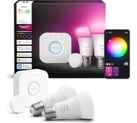Philips Hue Kit Inicio Pro: Bridge, Smart button, 2 bombillas led inteligentes E27, Luz Led Blanca y Colores, funciona con Apple Home, Amazon Alexa, Google Assistant, Samsung SmartThings