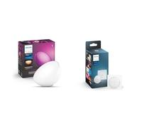 Philips Hue - Lámpara de mesa inteligente Hue Go, Luz Blanca y de Colores, Portátil, con batería, Compatible con Alexa y Google Home, blanca & Interruptor Tap blanco instalación sin cables, Bluetooth