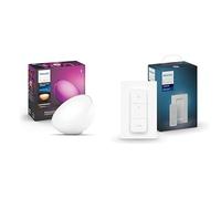 Philips Hue - Lámpara inteligente, Hue Go, Lámpara de Mesa LED Inteligente, Luz Blanca y de Colores.Color Blanco & Interruptor, Mando Inteligente Inalámbrico, Portátil,Color Blanco