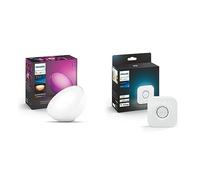 Philips Hue - Lámpara inteligente, Hue Go, Lámpara de Mesa LED Inteligente, Luz Blanca y de Colores, Compatible con Alexa y Google Home, Color Blanco & Puente, Accesorio