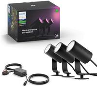 Philips Hue Lily - Lote de 3 focos LED Blancos y con Color Ambiente; con Base: iluminación Inteligente para Exteriores, Compatible con Alexa, Google Assistant y Apple HomeKit