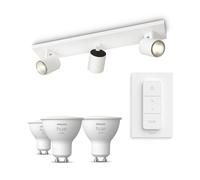 Philips Hue Pack: X3 Focos Philips Runner (blanco) + 3 Bombillas Gu10 Luz Blanca Cálida + Mando