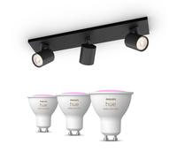 Philips Hue Pack: X3 Focos Philips Runner (negro) + 2 Bombillas Gu10 Rgb
