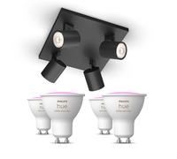 Philips Hue Pack: X4 Focos Philips Runner (negro) + 4 Bombillas Gu10 Rgb