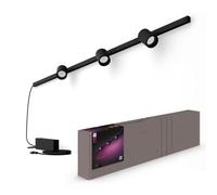 Philips Hue - Perifo Iluminación en carril Luz Blanca y de Colores - Set base de pared recto de 150.4cm (negro) y 3 focos - Anclajes incluidos