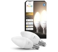 Philips Hue Smart Bombilla E14 Vela LED, B39, 2 Ud, Luz Blanca Cálida 2700 K, 470 lm, Regulación Baja, Alexa, Google Home, Apple Home