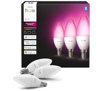 Philips Hue Smart Bombilla E14 Vela LED, B39, 3 Ud, White and Color Ambiance, Luz de Espectro Completo 1000 K-20000 K, 500 lm, Regulación Ultrabaja, Chromasync, Alexa, Google Home, Apple Home