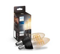 Philips Hue - Bombilla LED inteligente Filamento E14 Vela White Ambiance 4,6W 350 lm Pack de 2