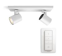 Philips Hue White ambiance, foco doble Runner, kit de focos, Bluetooth/Zigbee, blanco, LED, metal, GU10