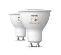 Philips Hue – Bombilla LED inteligente GU10, luz blanca y de colores, 4,2W 400 lúmenes – Pack de 2