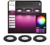 Philips Hue Slim Downlight, Plafón LED Empotrable, 1000 lm, 90 mm, Diseño Delgado, Espectro Luz de Día 1000K-20000K, Regulación Ultrabaja, Color Preciso, Iluminación Inteligente, Negro, Pack de 3