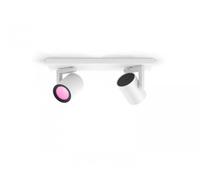 Philips Hue White and Color ambiance, foco empotrado doble, color plateado, lámpara de techo inteligente, Bluetooth/Zigbee, blanco, LED, metal, GU10