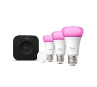 Philips Hue White & Color Ambiance Kit De Inicio: 3 Bombillas E27 + Smart Button + Hue Bridge Pro