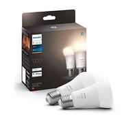Philips Hue Bombilla LED E27 1100 lm blanco cálido regulable, controlable por app, Alexa - pack de 2