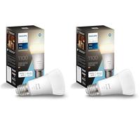 Philips Hue White E27 paquete individual 1x1055lm, regulable, luz blanca cálida, controlable a través de la aplicación, compatible con Amazon Alexa (Echo, Echo Dot) (Paquete de 2)