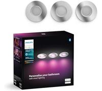 Philips Hue White & Color Ambiance Xamento pack de 3 focos empotrables, lámparas de baño regulables, sistema de iluminación Hue, 16 millones colores, control de la luz mediante voz y app, plateado