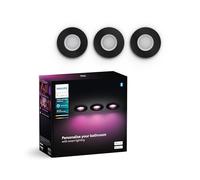 Philips Focos empotrables Hue Xamento – Set 3, 7W, luz blanca y de colores, Bluetooth, Alexa y Google, negro