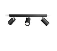Philips Idris - Foco de Baño (3 luces), bombillas GU10 no incluida, Negro, IP44, Resistente al agua