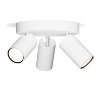 Philips Idris - Foco de Baño formato redondo (3 luces), bombillas GU10 no incluida, blanco, IP44, resistente al agua
