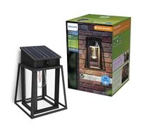 Philips Juda Aplique de Pared Exterior Solar Ultraeficiente, Bombilla Solar Reemplazable, Sensor de Movimiento, 4000K, Negro