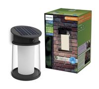 PHILIPS Juda Aplique de Pared Exterior Solar Ultraeficiente, Bombilla Solar Reemplazable, Sensor de Movimiento, 4000K, Negro