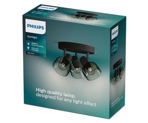 Philips, juego de 3 focos empotrables de techo o pared, modelo Sleet, para riel, casquillo E14, 3 bombillas, tecnología LED, 220-240 V, color