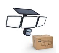 Philips Lámpara de seguridad solar exterior 302 LED 1200 lm, proyector de pared impermeable con energía solar PIR, 3 cabezales, IP65, 3 modos