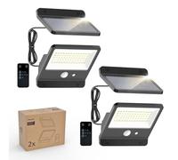 Philips Lámpara de seguridad solar para exteriores LED 6500K, proyector de pared impermeable con energía solar con sensor de movimiento PIR, mando a distancia con cable de 5 metros, impermeable IP65