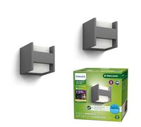 Philips LED Arbour Aplique de pared ultraeficiente (forma de H) 3,8 W 2700 K Antracita HV, paquete doble