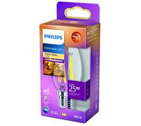 PHILIPS LED - Bombilla LED Clásica Vela y Brillo, B35 E14, Luz Blanca Cálida Regulable, 25W