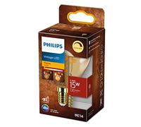 Philips LED - Bombilla LED Clásica Vela y Brillo de Filamento, P45 E14, Luz Llama Regulable, 15W