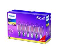 Philips LED Classic Bombilla E14, 4 W, Blanco Cálido, Pack 6un