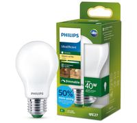 Philips LED UltraEfficient Bombilla A60 E27, 40W equivalentes, Luz Blanca Cálida 2700K, 485lm, Regulable, EyeComfort, Vida útil de 50.000 horas, Clase energética A, Efecto Mate, 1 ud